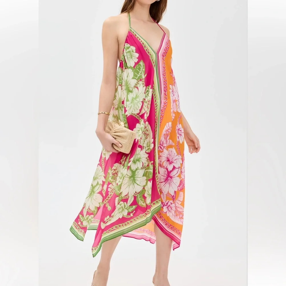 NWT Farm Rio Mixed Scarves Floral Elegance Maxi Cover-Up - XS - Picture 3 of 9
